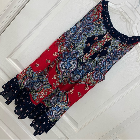 Women’s Bila Tank Top Sz Small Red/Blue Paisley - Picture 2 of 4